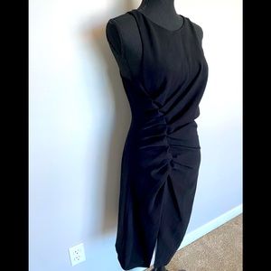 Halston Heritage Women’s sleeveless boat neck crêpe dress with gathers